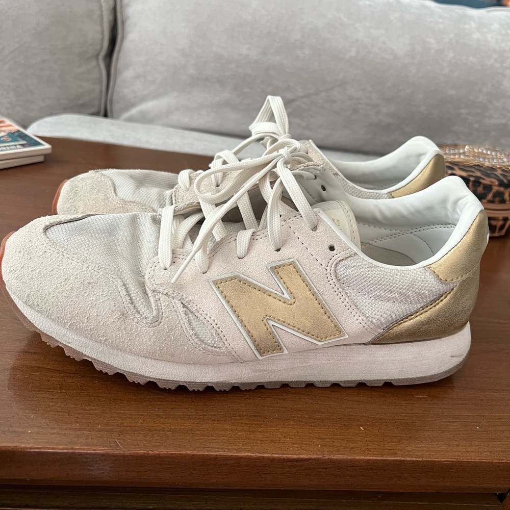 New Balance 520 Cream and Gold Sneakers